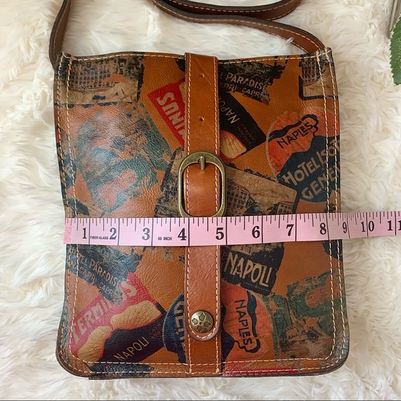 Patricia Nash Venezia Pouch Crossbody Leather Postcard Stamp Print Shoulder Bag - Picture 10 of 16